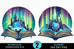 Watercolor Fantasy Books Collection Clipart Product Image 1
