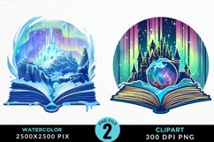 Watercolor Fantasy Books Collection Clipart Product Image 1