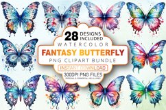 Watercolor Fantasy Butterfly Clipart Bundle Product Image 1