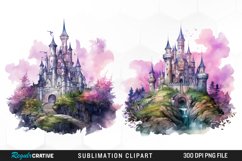 Watercolor Fantasy Castles Graphic Clipart Product Image 1