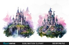 Watercolor Fantasy Castles Graphic Clipart Product Image 1