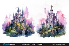 Watercolor Fantasy Castles Graphic Clipart Product Image 1