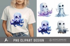 Watercolor Fantasy Cute Ghost Clipart Product Image 1