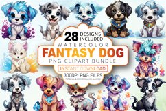 Watercolor Fantasy Dog Clipart Bundle Product Image 1