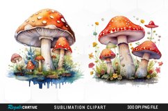 Watercolor Fantasy Mushroom Clipart Product Image 1