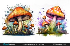 Watercolor Fantasy Mushroom Clipart Bundle Product Image 2