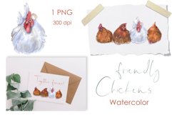 Watercolor farm Clipart. Funny Clipart. Chickens Clipart png Product Image 1