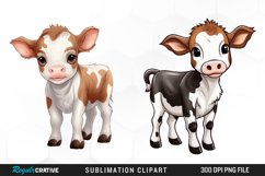 Watercolor Farm Animals Clipart Product Image 1