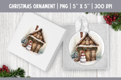 Watercolor Christmas Ornament Sublimation | Farm &amp; Snowman Product Image 1