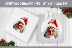 Watercolor Christmas Ornament Sublimation Design | Chicken Product Image 1