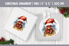 Watercolor Christmas Ornament Sublimation Design | Chicken Product Image 1