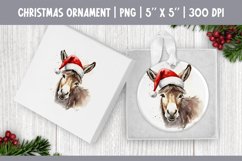 Watercolor Christmas Ornament Sublimation Design | Donkey Product Image 1