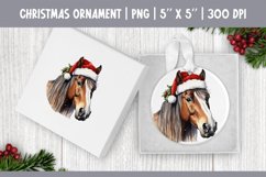 Watercolor Christmas Ornament Sublimation Design | Horse Product Image 1