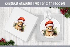 Watercolor Christmas Ornament Sublimation Design | Rabbit Product Image 1