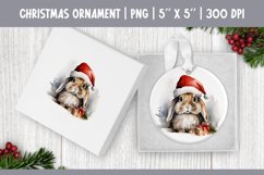 Watercolor Christmas Ornament Sublimation Design | Rabbit Product Image 1