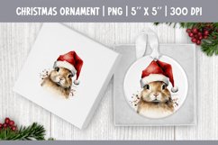 Watercolor Christmas Ornament Sublimation Design | Rabbit Product Image 1