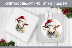 Watercolor Christmas Ornament Sublimation Design | Sheep Product Image 1