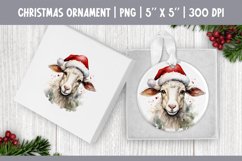 Watercolor Christmas Ornament Sublimation Design | Sheep Product Image 1