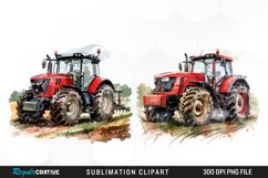 Watercolor Farm Red Tractor Graphic Clipart Product Image 1