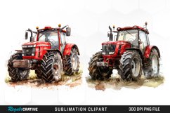 Watercolor Farm Red Tractor Graphic Clipart Product Image 1
