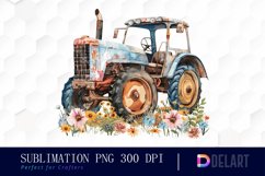 Farm Tractor Floral Graphics Clipart Product Image 1