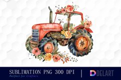 Farm Tractor Floral Image Clipart Product Image 1