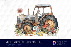 Farm Tractor Floral Graphics Clipart Product Image 1