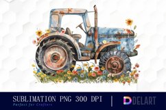 Farm Tractor Floral Graphics Clipart Product Image 1