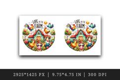 Watercolor farmhouse cow rooster hen flowers Life on the farm quote print 20 oz tumbler skinny mug wrap clipart t-shirt sublimation printable design