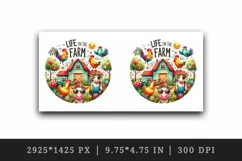 Watercolor farmhouse cow rooster hen flowers Life on the farm quote print 20 oz tumbler skinny mug wrap clipart t-shirt sublimation printable design