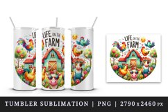 Watercolor farmhouse cow rooster hen flowers Life on the farm quote print 20 oz tumbler skinny mug wrap clipart t-shirt sublimation printable design