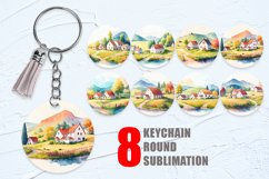 Keychain Watercolor Farmhouses and rural Product Image 1