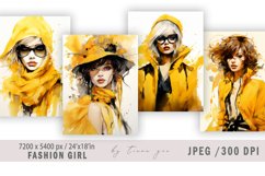 Watercolor fashion girl illustration for posters - 4 jpgs Product Image 1