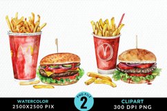 Watercolor Fast Food Set Clipart Product Image 1