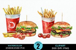 Watercolor Fast Food Graphic Clipart Product Image 1
