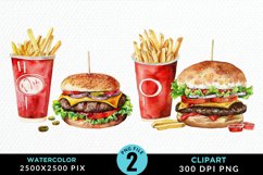 Watercolor Fast Food Set Clipart Product Image 1