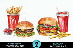 Watercolor Fast Food Graphic Clipart Product Image 1