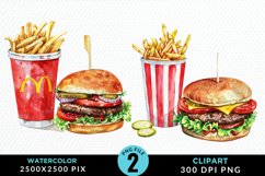 Watercolor Fast Food Set Clipart Product Image 1