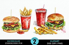 Watercolor Fast Food Graphic Clipart Product Image 1