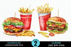 Watercolor Fast Food Graphic Clipart Product Image 1