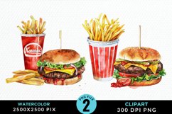 Watercolor Fast Food Set Clipart Product Image 1