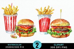 Watercolor Fast Food Set Clipart Product Image 1