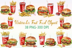 Watercolor Fast Food Clipart Bundle Product Image 1