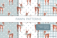 Watercolor Fawn Seamless Pattern Set Product Image 1