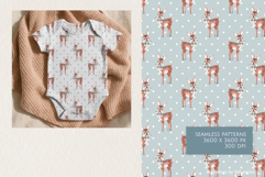 Watercolor Fawn Seamless Pattern Set Product Image 2
