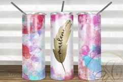 Gold Feather 20oz Skinny Tumbler Sublimation Watercolor Product Image 1