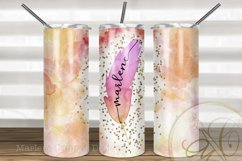 Feather Skinny Tumbler Sublimation Orange Watercolor Boho Product Image 1