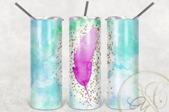 Feather Skinny Tumbler Sublimation Turquoise Watercolor Product Image 2