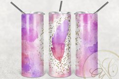 Feather Skinny Tumbler Sublimation Pink Watercolor Boho Product Image 2
