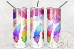 Boho Feather 20 oz Skinny Tumbler Sublimation Watercolor Product Image 2